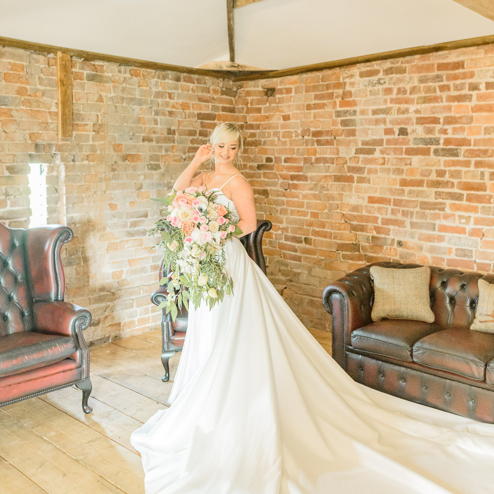 Dress Gown Bride Bridal Long Train Burlton Manor Wedding Tanya Flannagan Photography