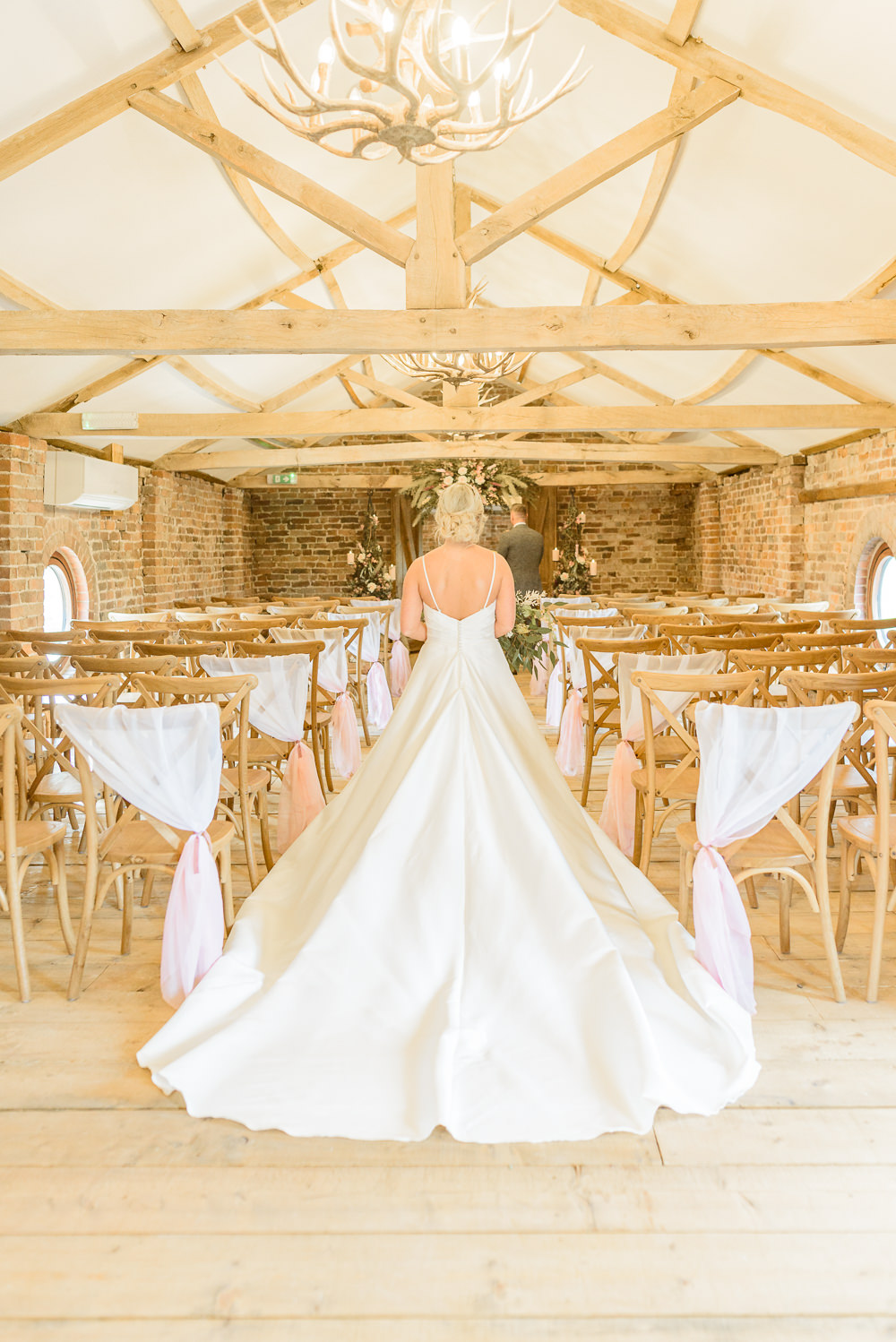 Dress Gown Bride Bridal Long Train Burlton Manor Wedding Tanya Flannagan Photography
