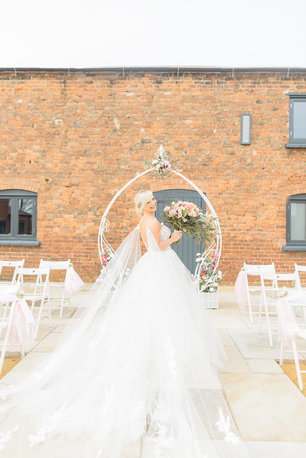 Dress Gown Bride Bridal Long Train Burlton Manor Wedding Tanya Flannagan Photography