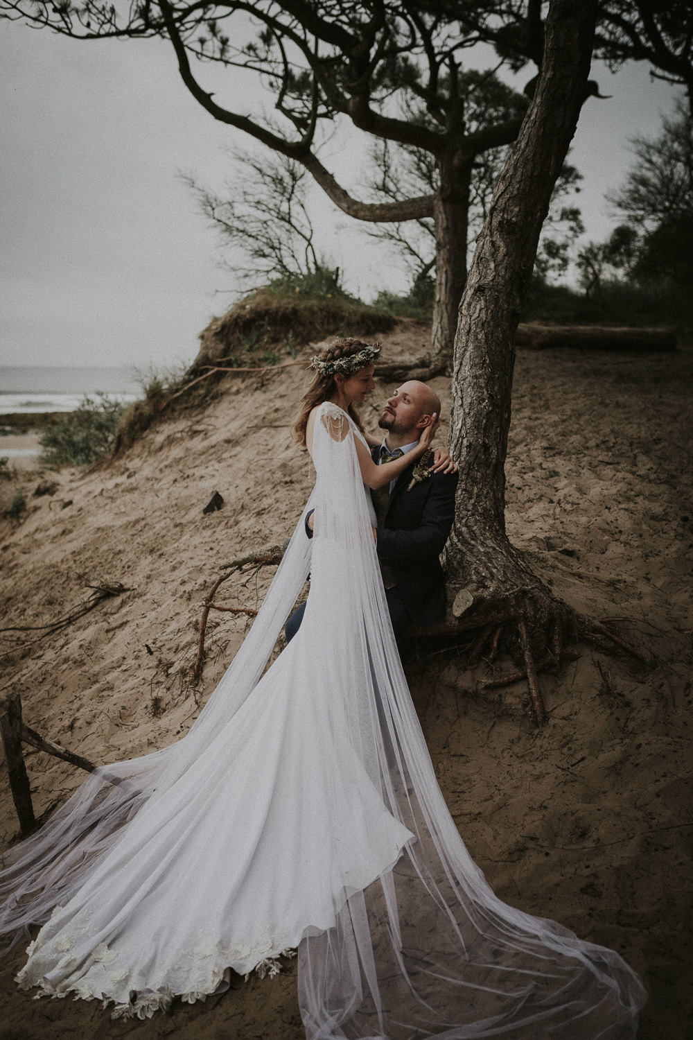 Dress Gown Bride Bridal Tulle Cape Dunbar Wedding Bernadeta Kupiec