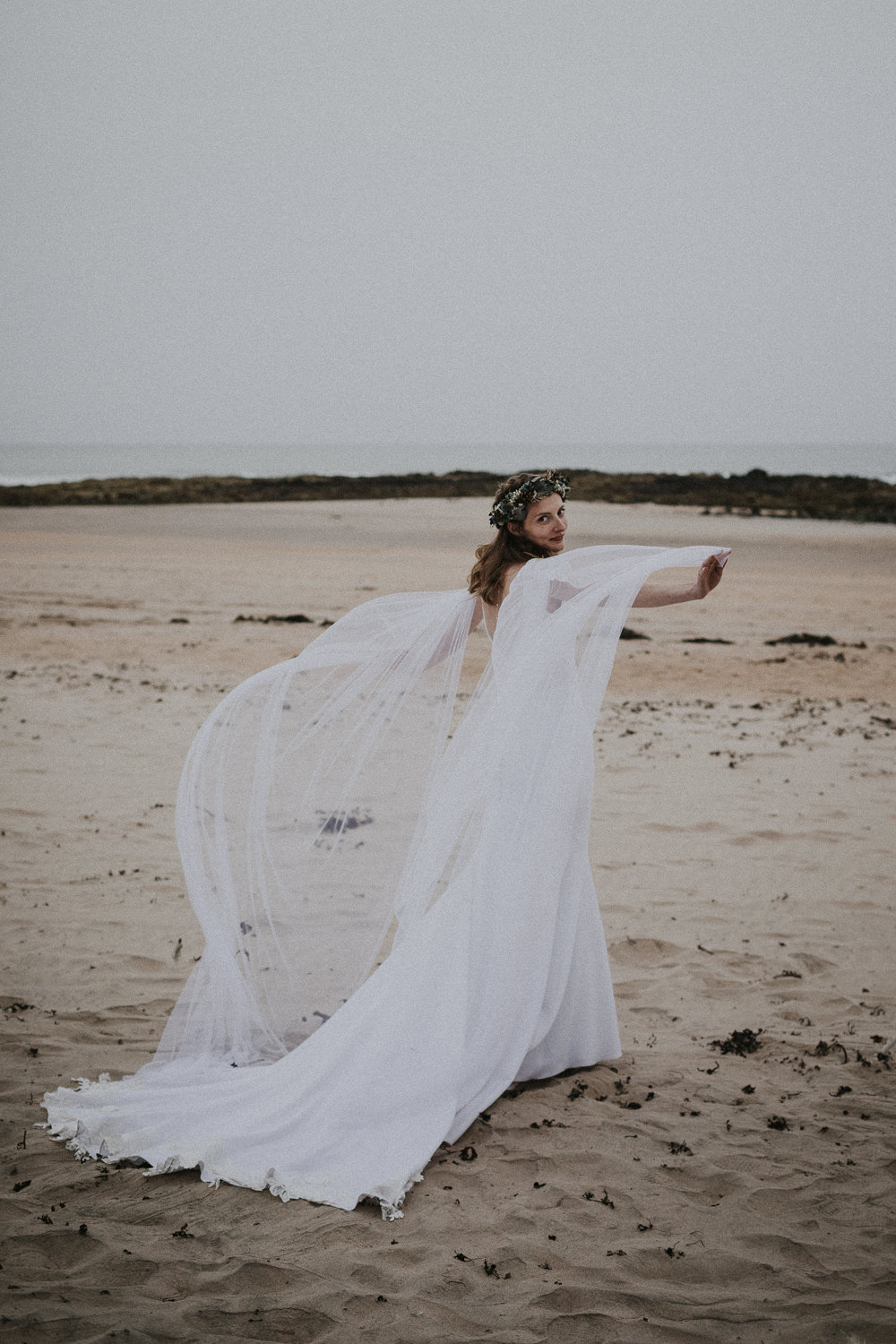 Dress Gown Bride Bridal Tulle Cape Dunbar Wedding Bernadeta Kupiec