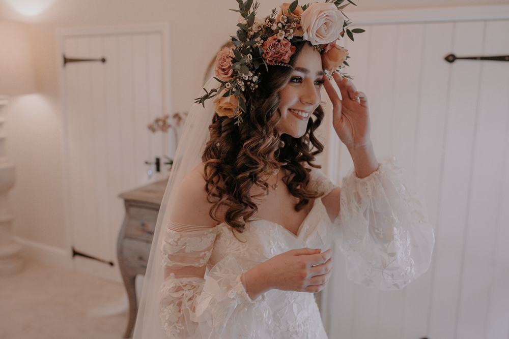 Dusky Pink Taupe Wedding Ideas Helen Rose Photography Bride Bridal Flower Crown