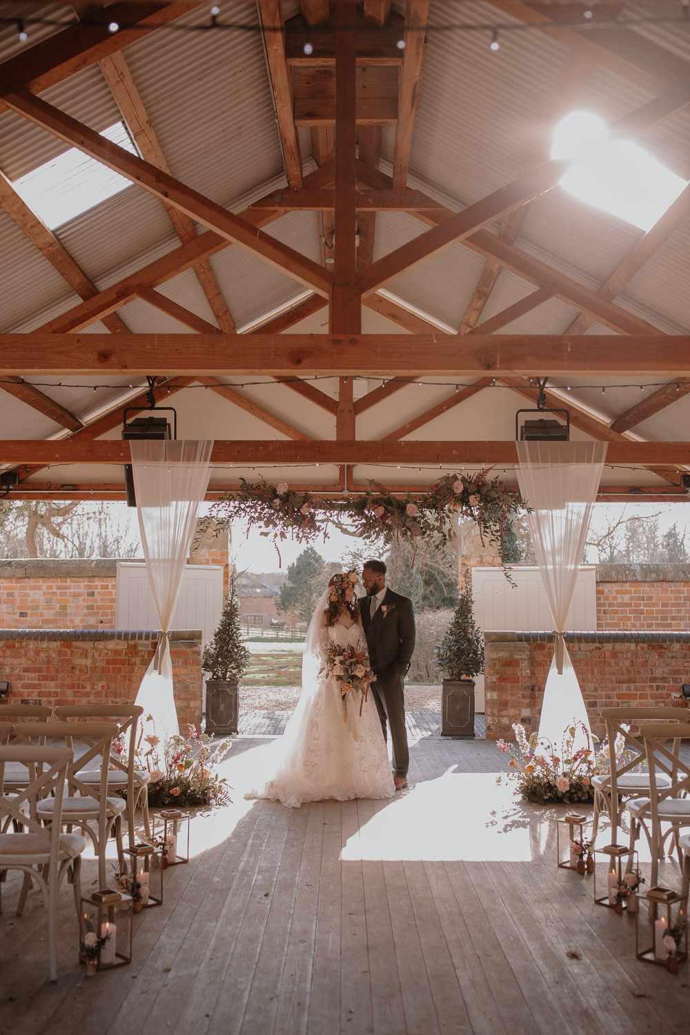 Barn Ceremony Flowers Decor Dusky Pink Taupe Wedding Ideas Helen Rose Photography