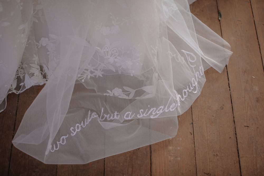 Personalised Embroidered Veil Dusky Pink Taupe Wedding Ideas Helen Rose Photography