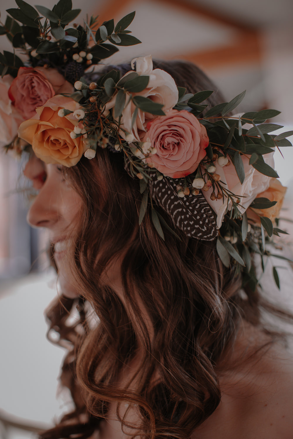 Bride Bridal Flower Crown Dusky Pink Taupe Wedding Ideas Helen Rose Photography