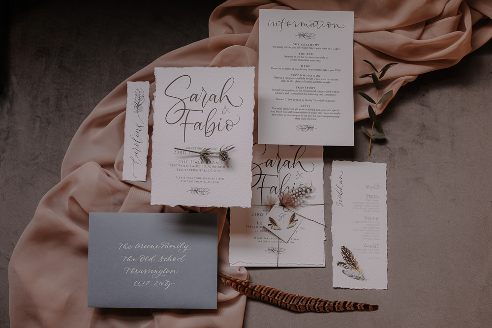 Stationery Invite Calligraphy Dusky Pink Taupe Wedding Ideas Helen Rose Photography
