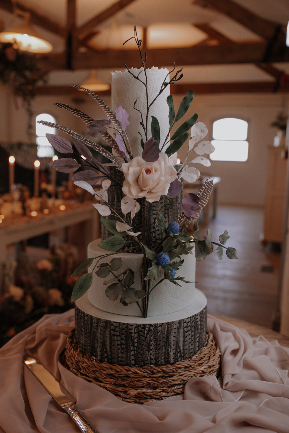 Three Tier Cake Flowers Greenery Dusky Pink Taupe Wedding Ideas Helen Rose Photography