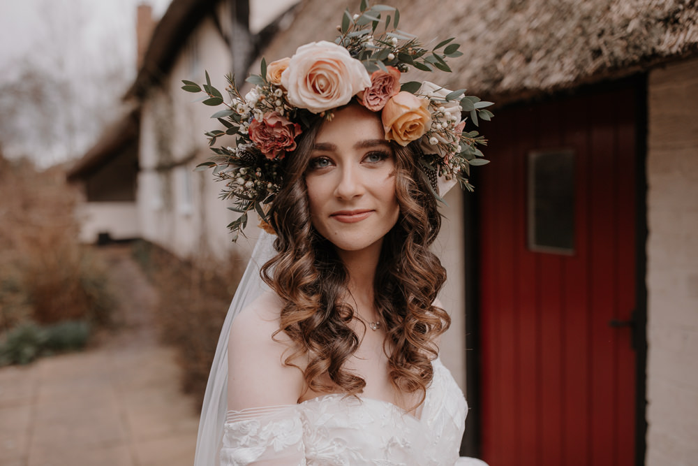 Bride Bridal Flower Crown Dusky Pink Taupe Wedding Ideas Helen Rose Photography