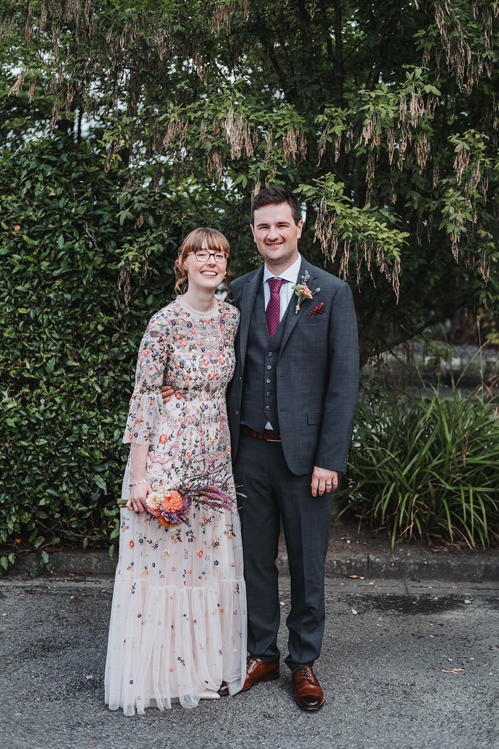 Engine Shed Wedding Nicola Mackrill Photography Dress Gown Bride Bridal Colourful Floral Embroidered
