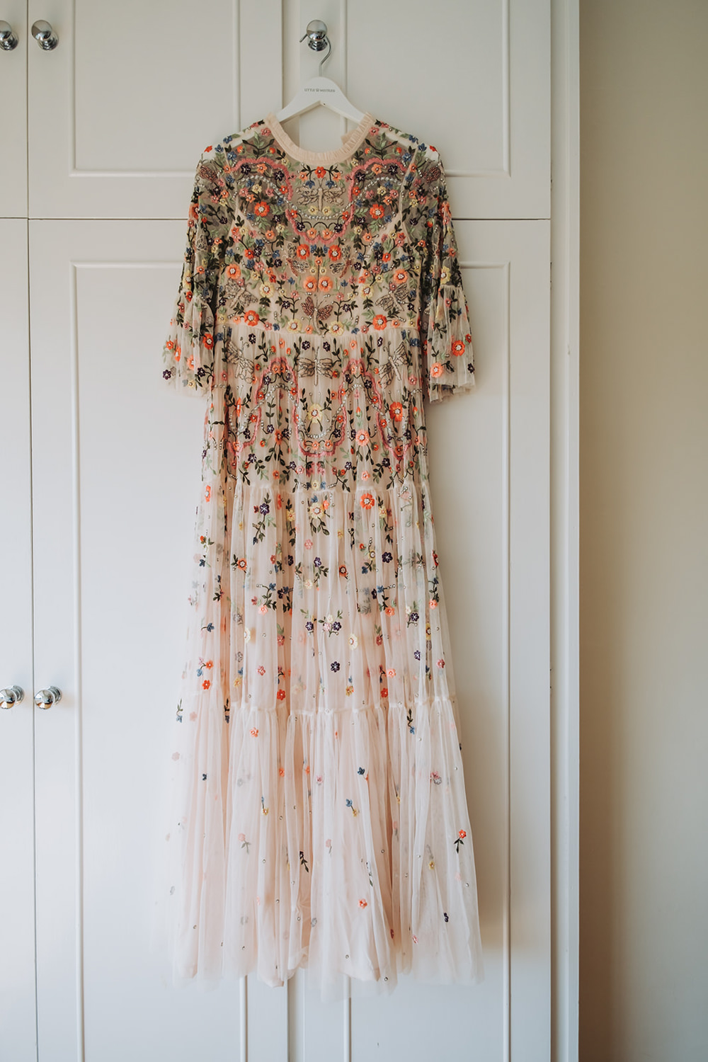 Dress Gown Bride Bridal Colourful Floral Embroidered Engine Shed Wedding Nicola Mackrill Photography