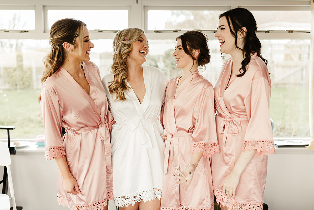 Bride Bridesmaid Robes Dressing Gown Pink Fife Wedding Emma Lawson Photography