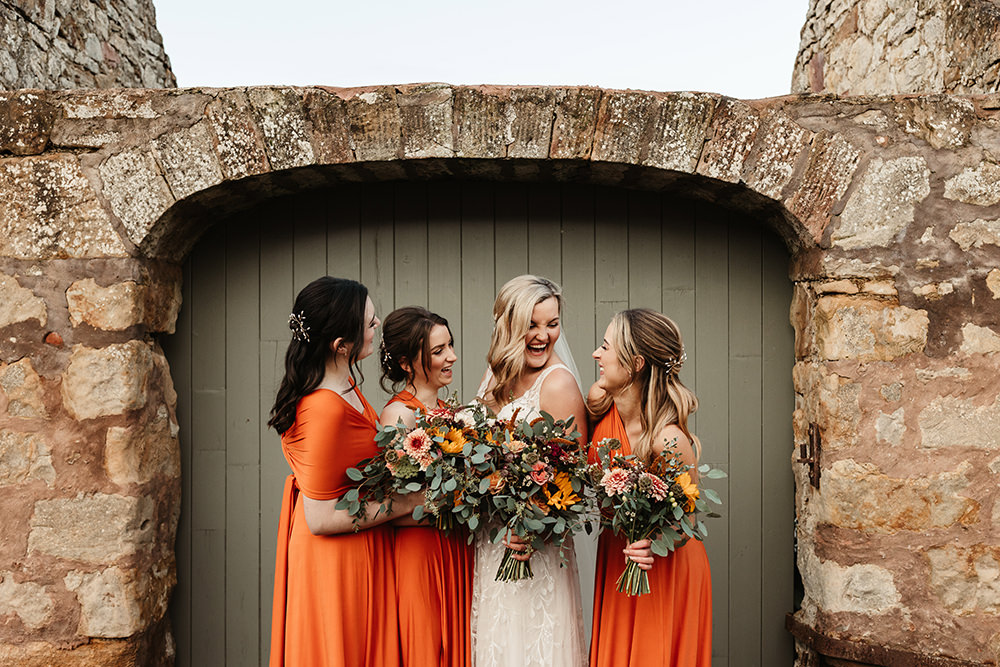 Orange Bridesmaids Dresses Fife Wedding Emma Lawson Photography
