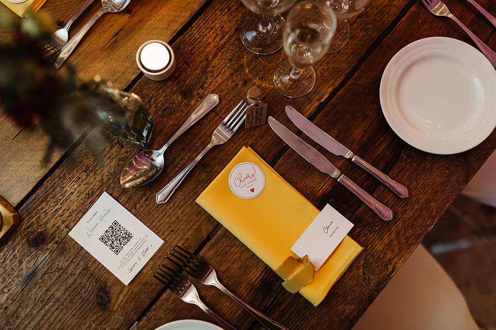 Place Setting Yellow Napkin Fife Wedding Emma Lawson Photography