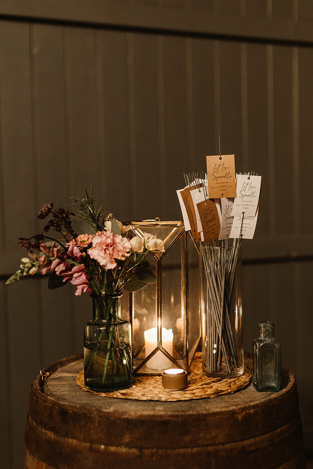 Sparklers Candle Flowers Decor Fife Wedding Emma Lawson Photography