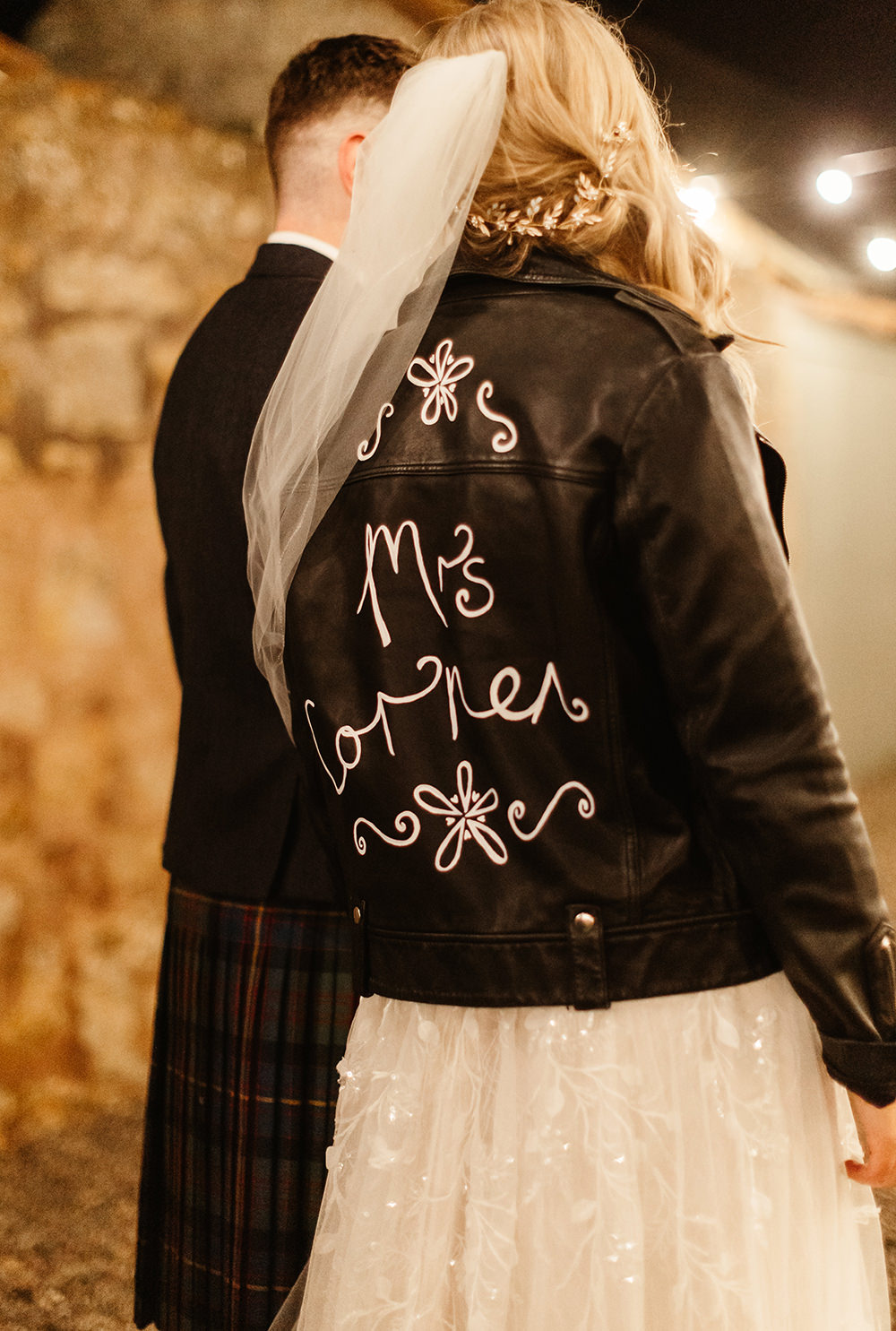 Bride Bridal Leather Jacket Fife Wedding Emma Lawson Photography