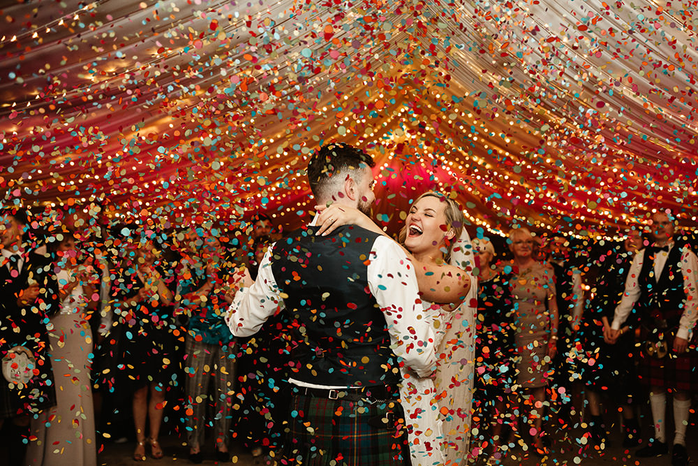 First Dance Confetti Cannon Fife Wedding Emma Lawson Photography