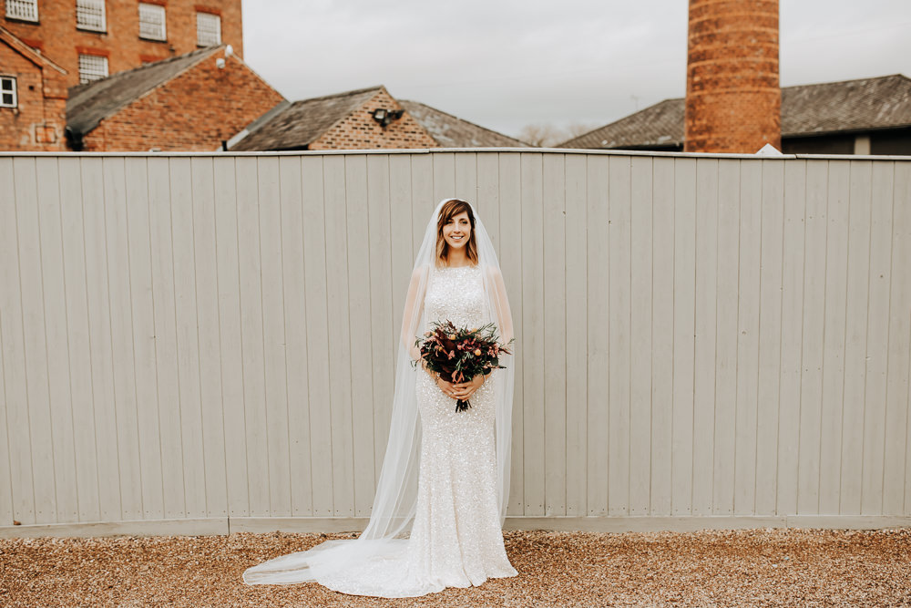 Dress Gown Bride Bridal Sequin Beaded Sparkle Industrial Derbyshire Wedding Wyldbee
