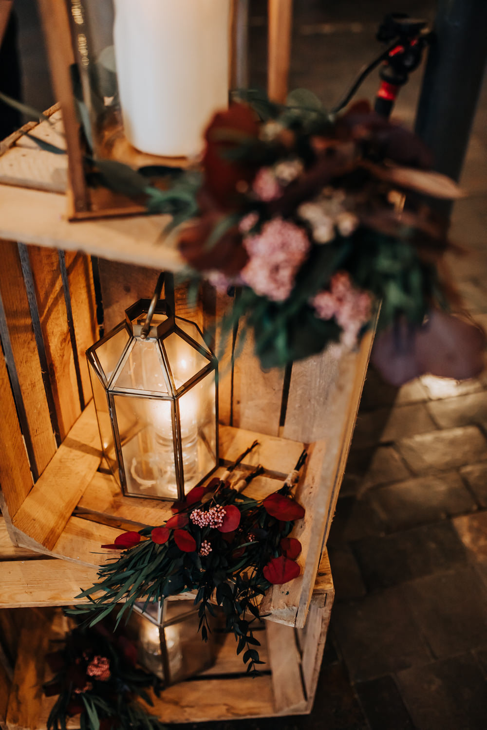 Wooden Crate Box Candles Decor Industrial Derbyshire Wedding Wyldbee