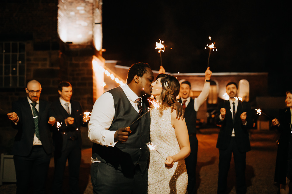 Sparklers Send Off Exit Industrial Derbyshire Wedding Wyldbee