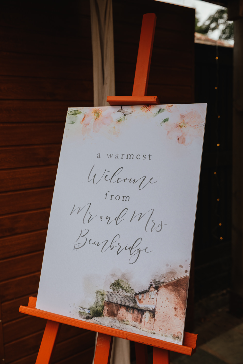 Floral Welcome Sign Intimate Garden Wedding Victoria Baker Weddings