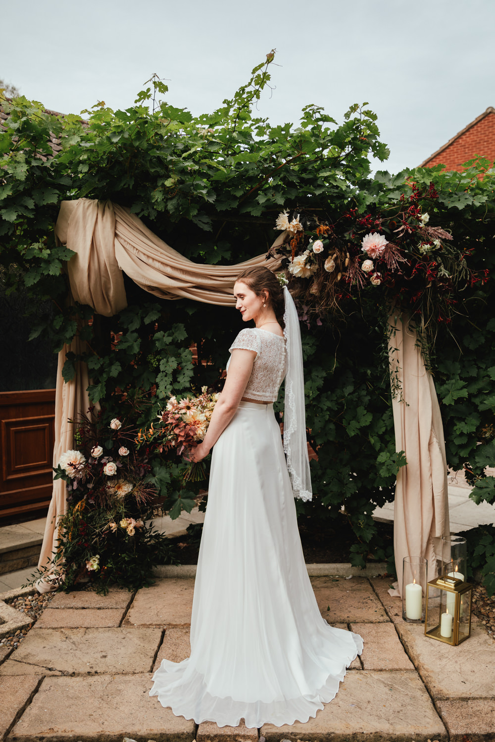 Bride Bridal Lace Tulle Gown Veil Cap Sleeves Intimate Garden Wedding Victoria Baker Weddings