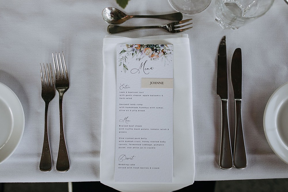 Menu Floral Stationery Kooroomba Lavender Farm Wedding Jessica Turich Photography