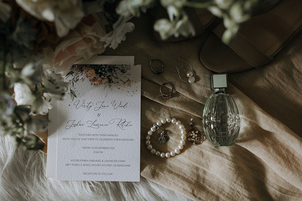 loral Invite Invitation Stationery Kooroomba Lavender Farm Wedding Jessica Turich Photography