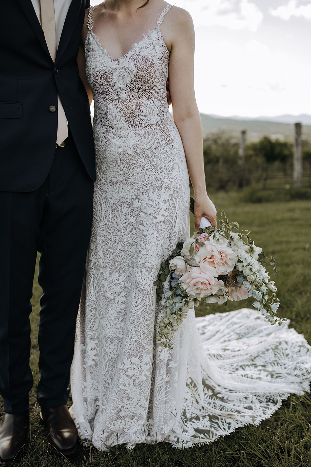Bridal Bridal Bouquet Flowers Pink Rose White Stocks Kooroomba Lavender Farm Wedding Jessica Turich Photography