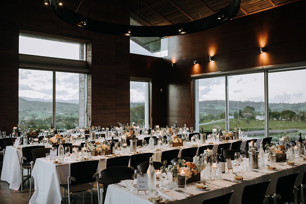 Long Tables Modern Chairs Reception Decor Kooroomba Lavender Farm Wedding Jessica Turich Photography
