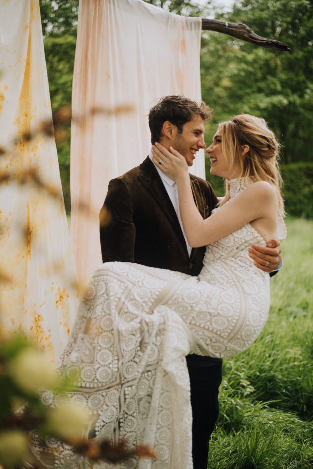 Dress Gown Bride Bridal Lace Boho Rue De Seine Meadows Norfolk Megan Duffield Photography