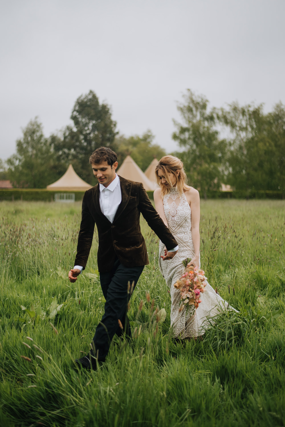 Groom Black Suit Meadows Norfolk Megan Duffield Photography