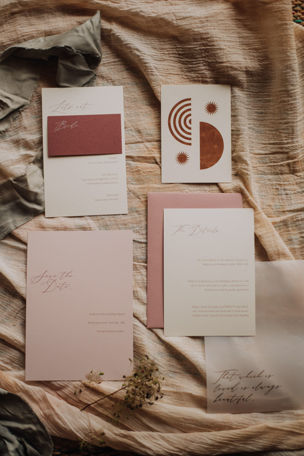 Yellow Terracotta Stationery Invite Meadows Norfolk Megan Duffield Photography