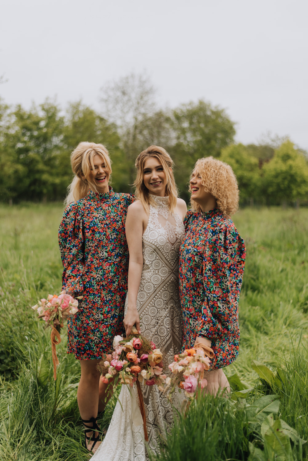 Floral Bridesmaids Dress Dresses Meadows Norfolk Megan Duffield Photography