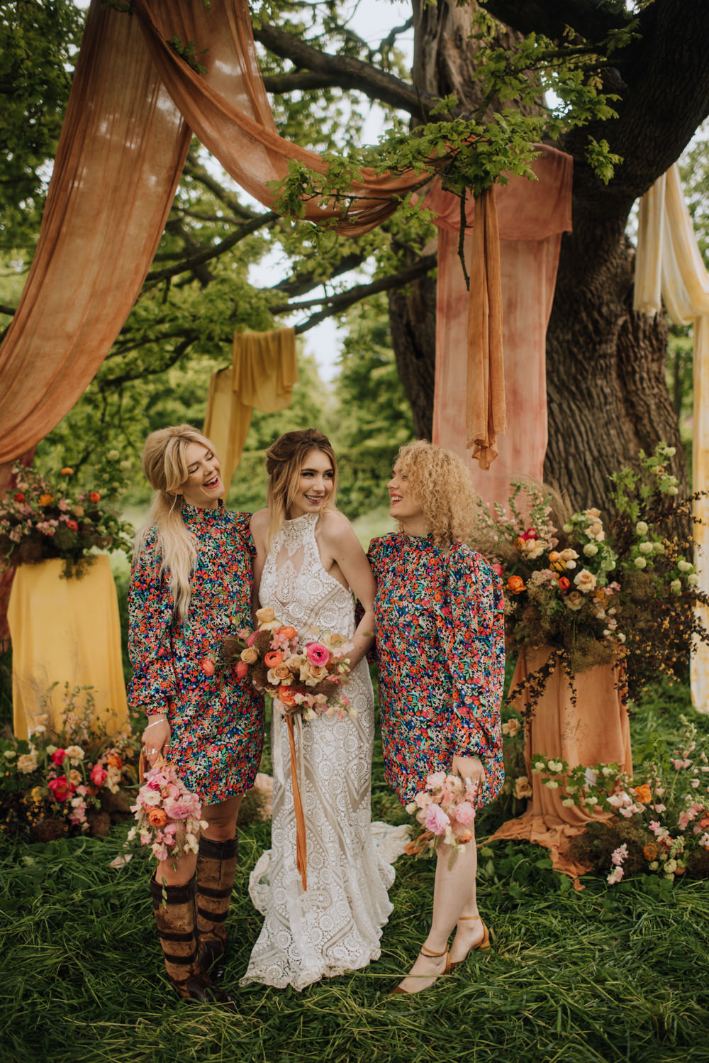 Floral Bridesmaids Dress Dresses Meadows Norfolk Megan Duffield Photography