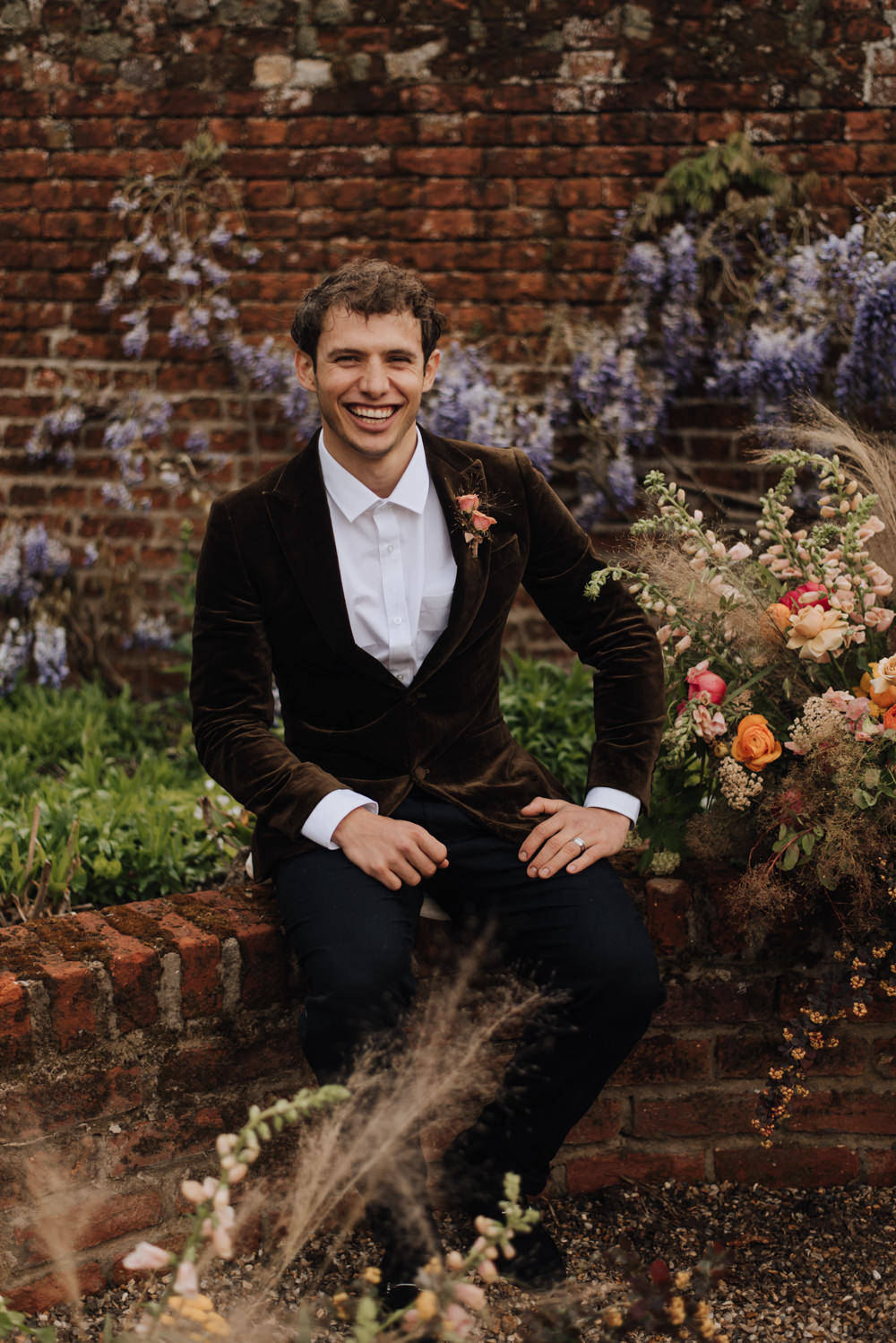 Groom Black Suit Meadows Norfolk Megan Duffield Photography