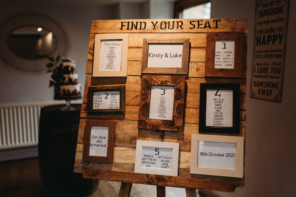 Wooden Pallet Frame Seating Plan Table Chart Northamptonshire Barn Wedding Thyme Lane Photography