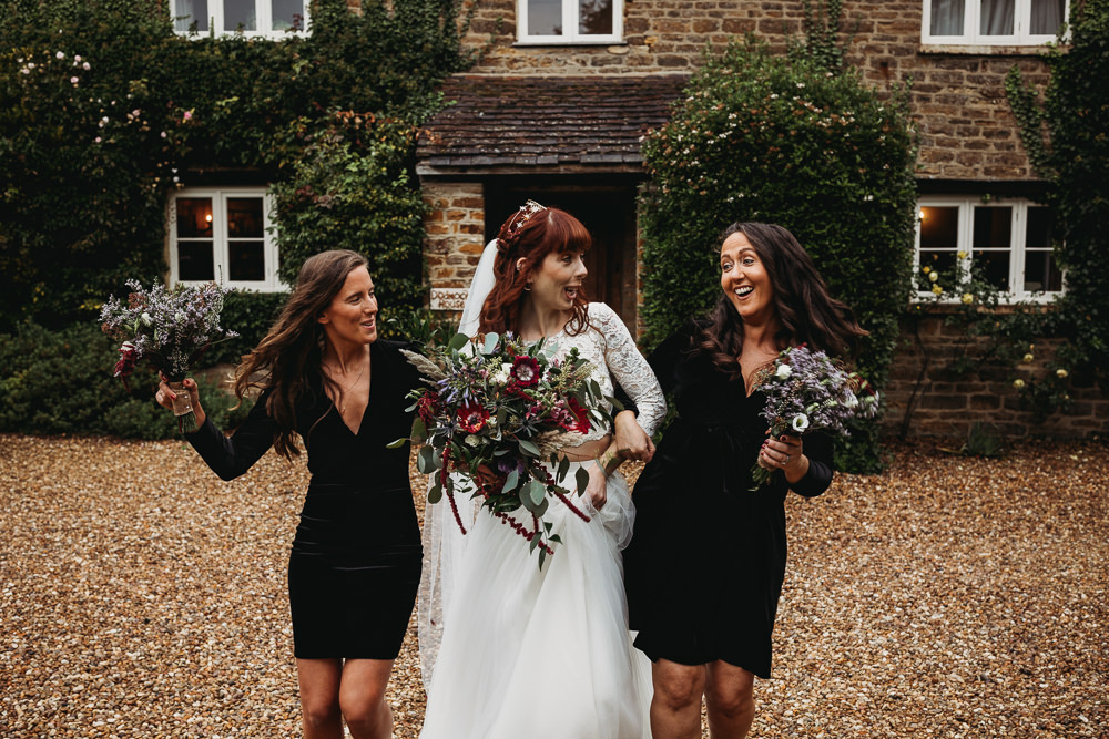 Black Bridesmaid Dresses Northamptonshire Barn Wedding Thyme Lane Photography