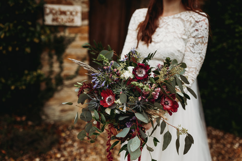 Bouquet Flowers Bride Bridal Greenery Northamptonshire Barn Wedding Thyme Lane Photography