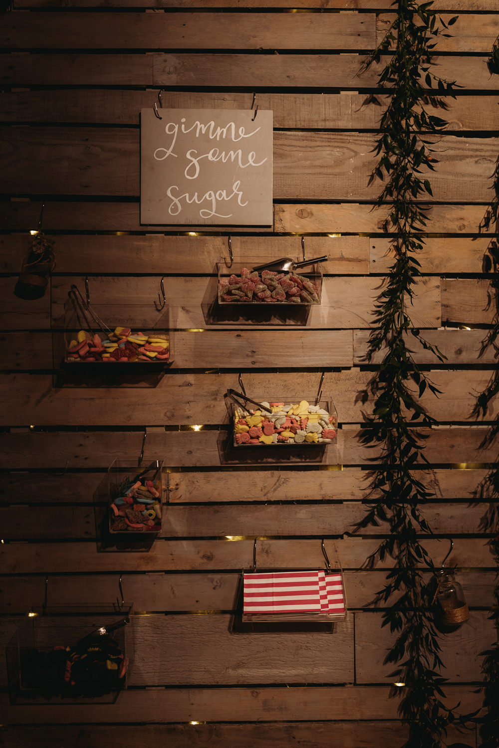 Sweetie Bar Stand Station Wall Northamptonshire Barn Wedding Thyme Lane Photography