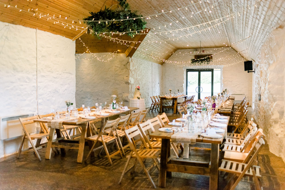 Decor Rustic Wooden Fairy Light Canopy Scotland Barn Wedding LJ Horton Photography