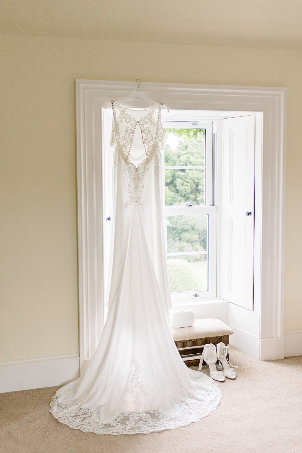 Dress Gown Bride Bridal Open Back Train Scotland Barn Wedding LJ Horton Photography