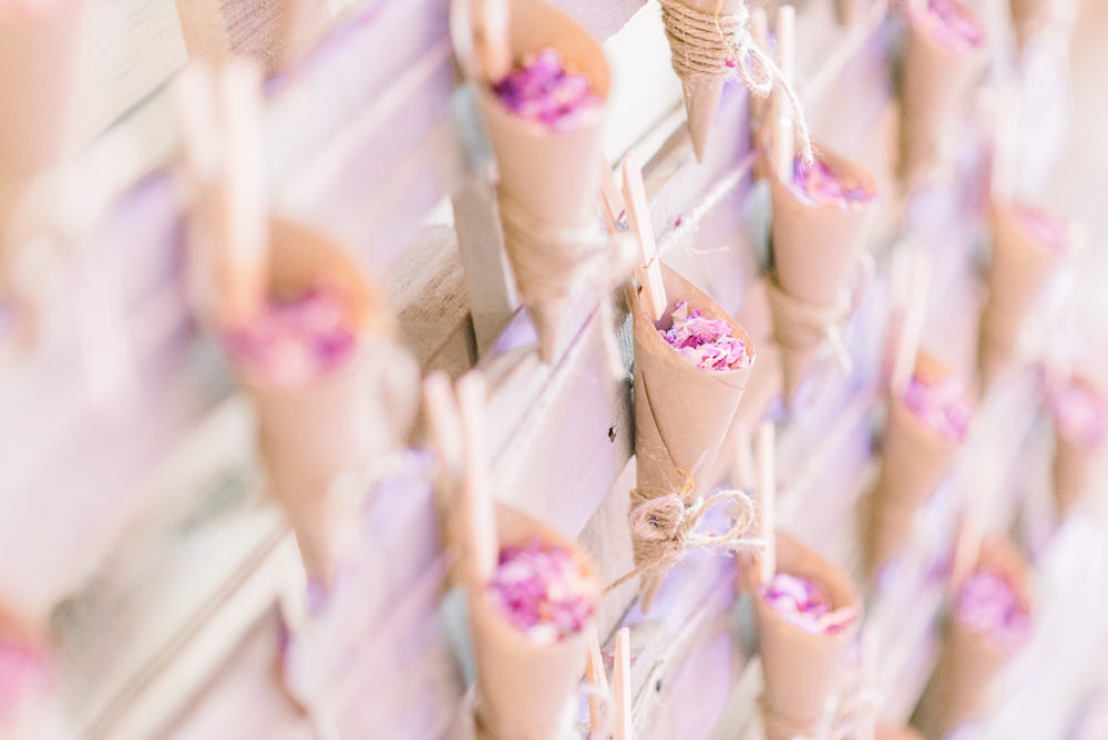 Wooden Pallet Confetti Stand Scotland Barn Wedding LJ Horton Photography