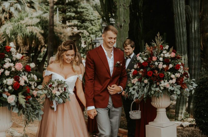 Ceremony Flowers Red Taormina Wedding Saukans Photography