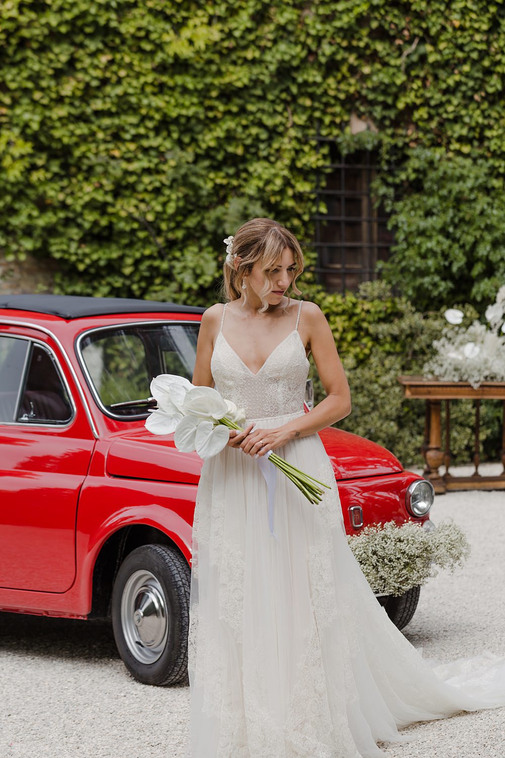 Drss Gown Bride Bridal Tulle Spagetti Strap Anthurium Wedding Flowers Francesca Francesca