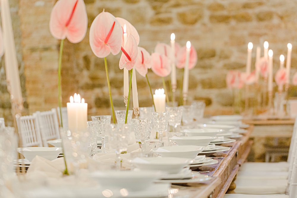 Wooden Table Decor Modern Candles Anthurium Wedding Flowers Francesca Francesca