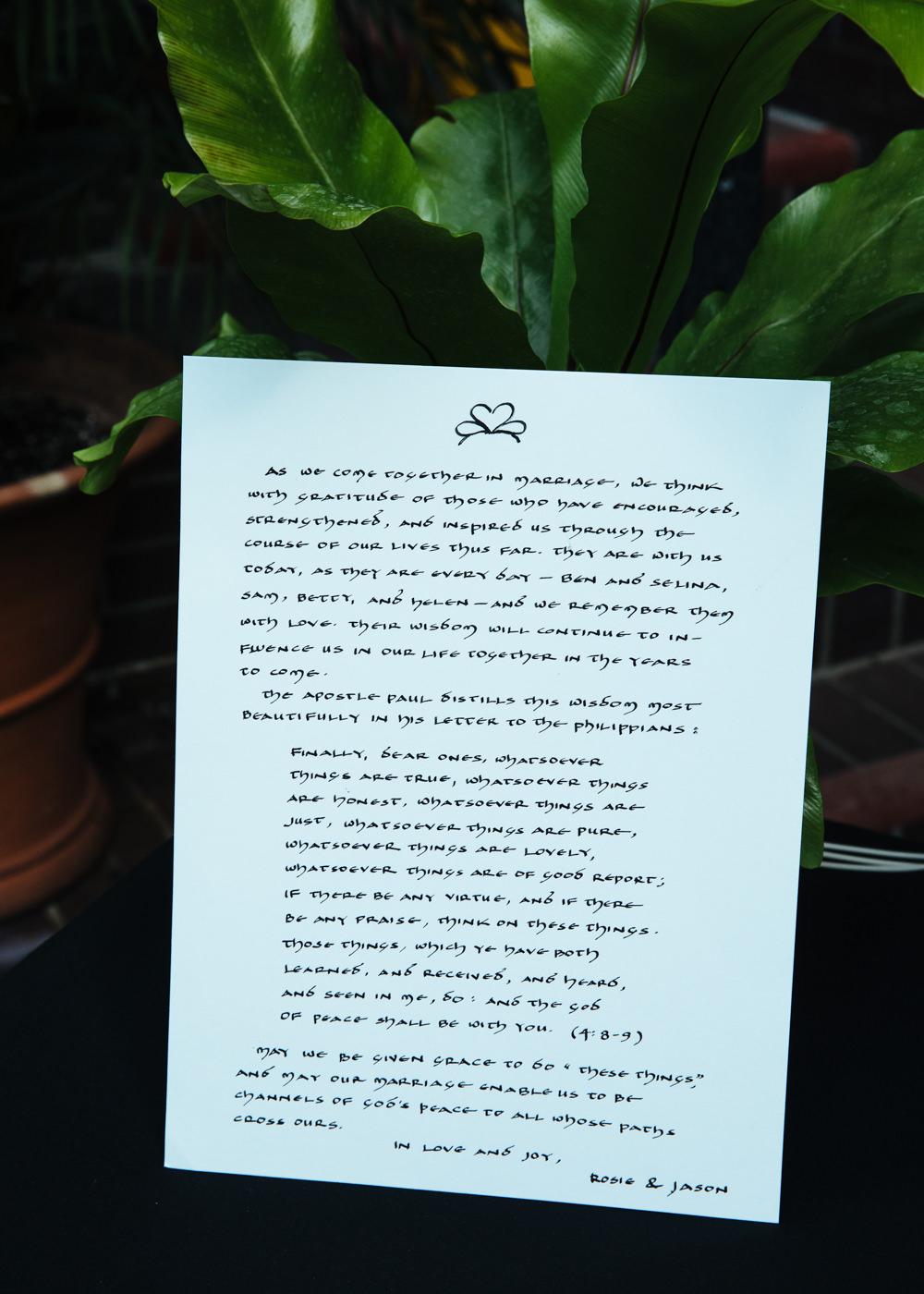 Memory Sign Barbican Conservatory Wedding Lyndsey Goddard