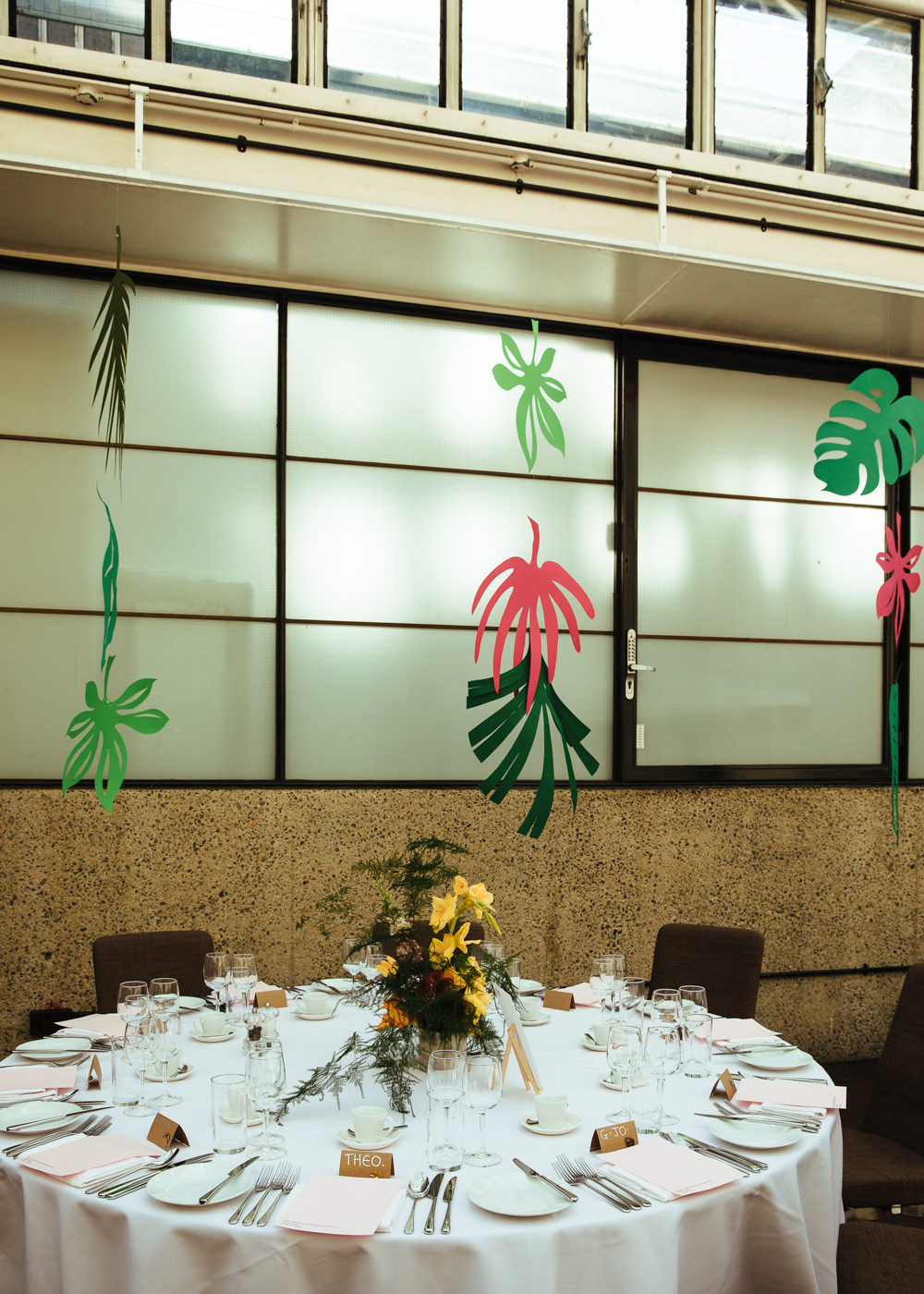 Cut Out Palm Leaf Decor Barbican Conservatory Wedding Lyndsey Goddard