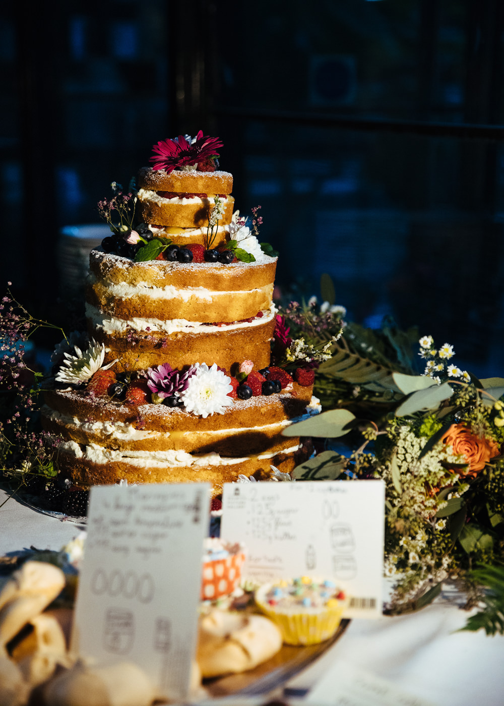 Naked Cake Flowers Berries Barbican Conservatory Wedding Lyndsey Goddard
