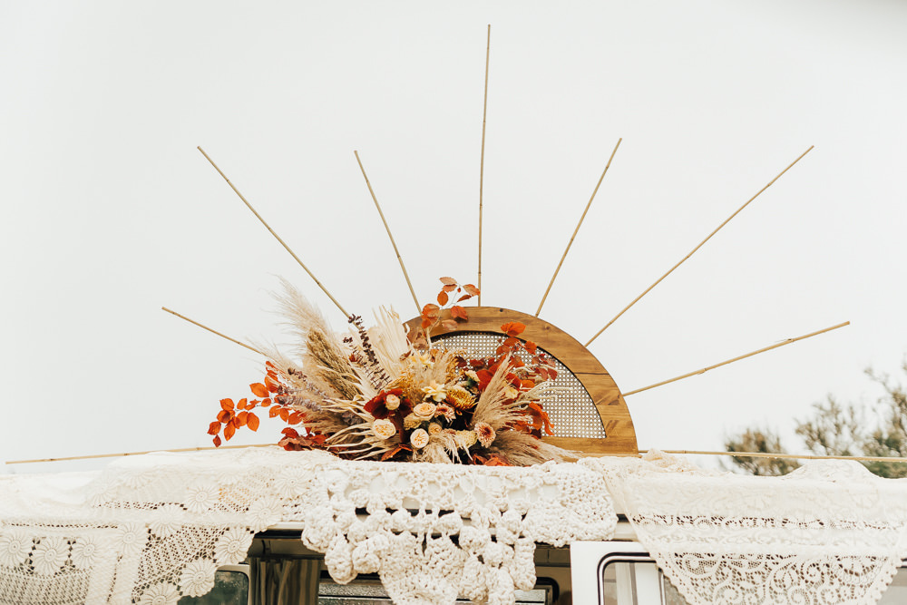 Photobooth Set Up Decor Boho Beach Elopement Rebecca Carpenter Photography