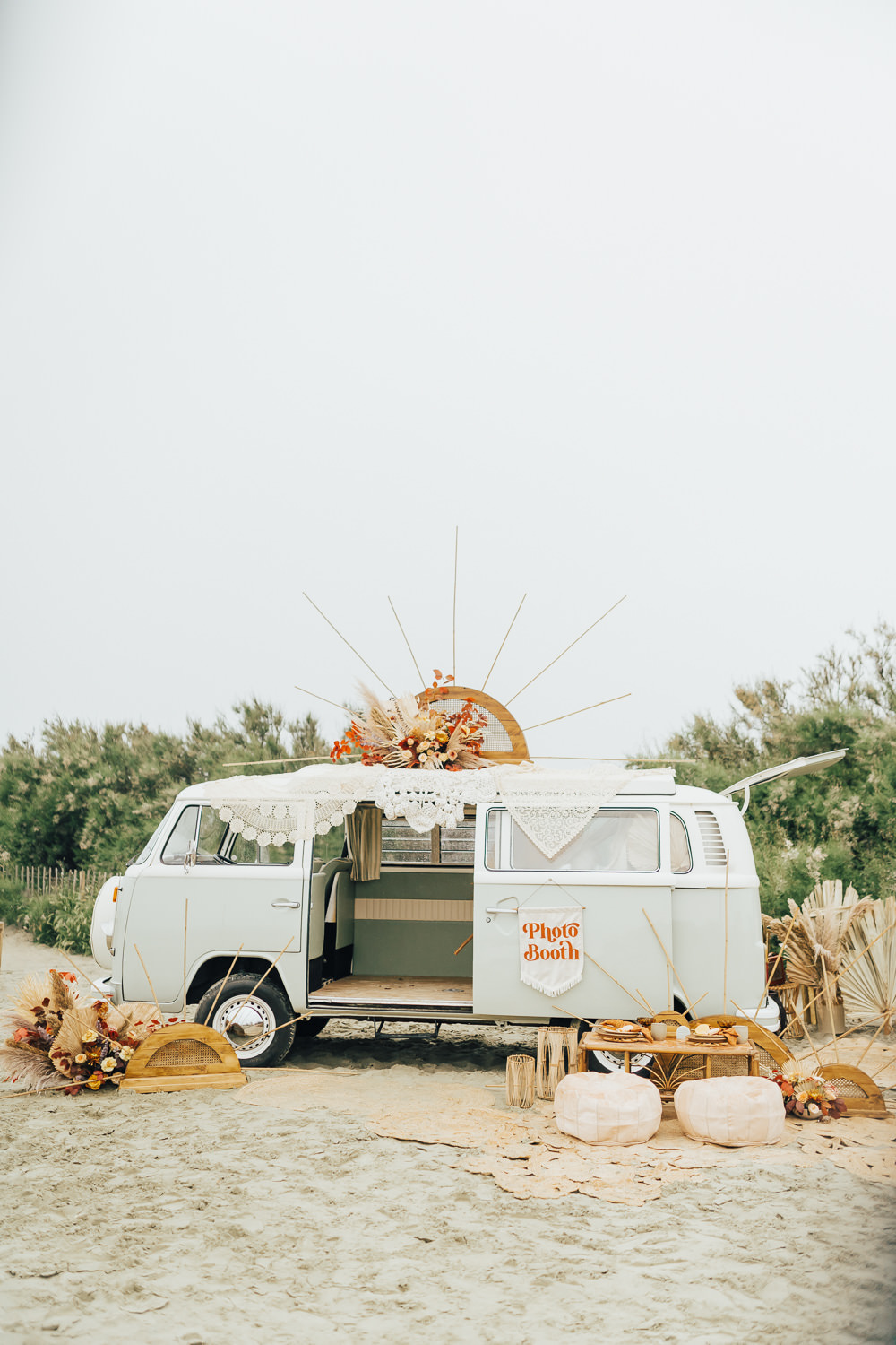 Photobooth Set Up Decor Boho Beach Elopement Rebecca Carpenter Photography